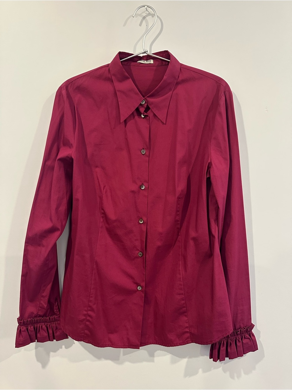 Magenta Miu Miu Shirt with Ruffled Hems